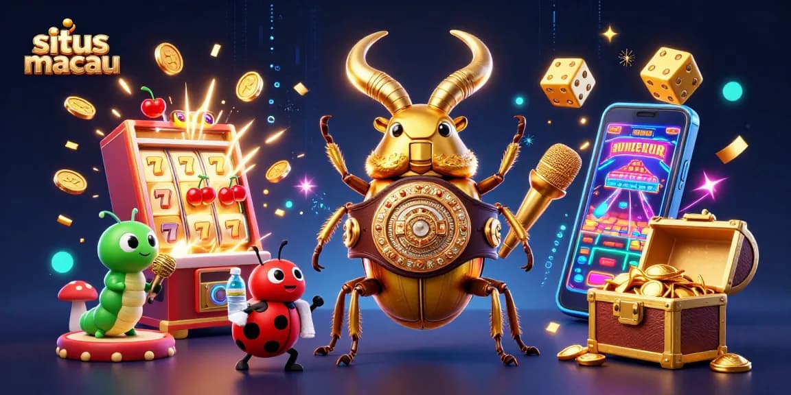 Experience the thrills at situs macau with a vibrant 3D gambling illustration featuring dynamic characters and casino elements.