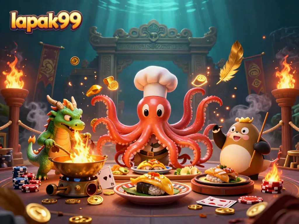 Experience thrilling gameplay with lapak99's vibrant casino-themed illustration featuring dynamic characters and elements.
