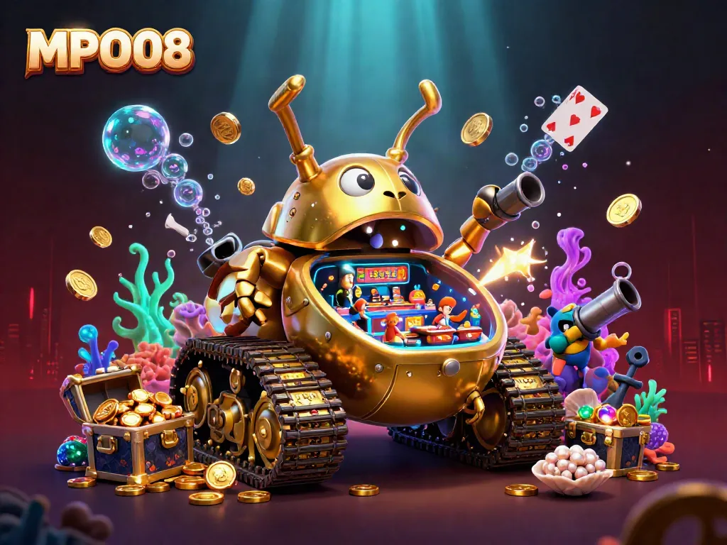 Engage with MPO08 adventure in a vibrant 3D casino world filled with treasures and games.