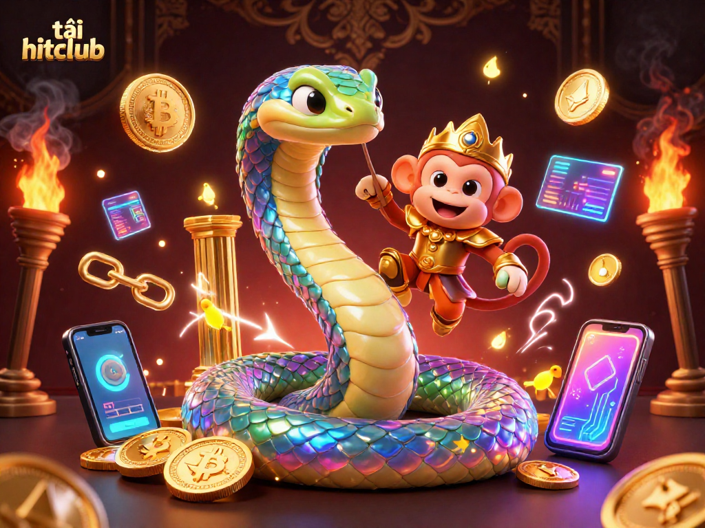 Experience excitement while downloading tải hitclub with vibrant 3D casino elements and characters.