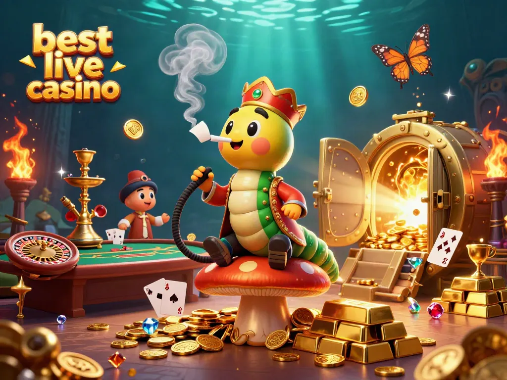 Experience the excitement of the best live casino with dynamic playing cards and roulette in a vibrant 3D scene.