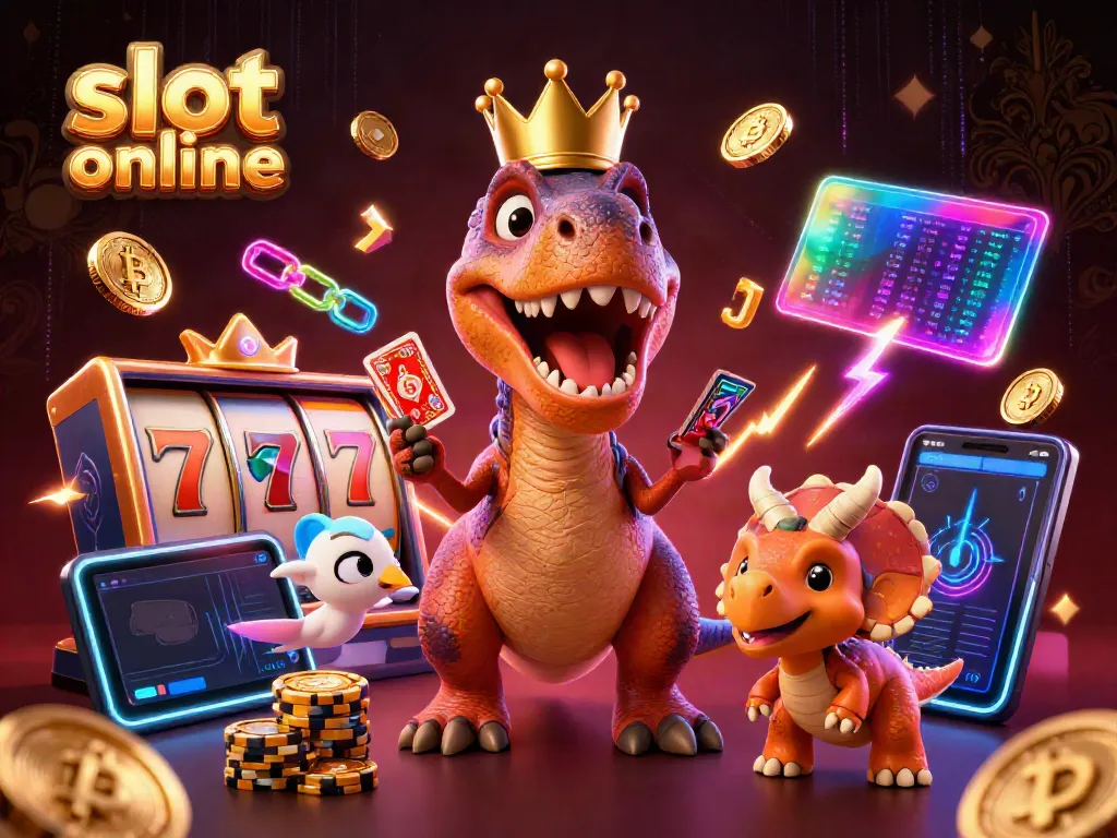 Mainkan slot online di layar kuno sambil menikmati aksi T-Rex dan triceratops dengan chip emas.
