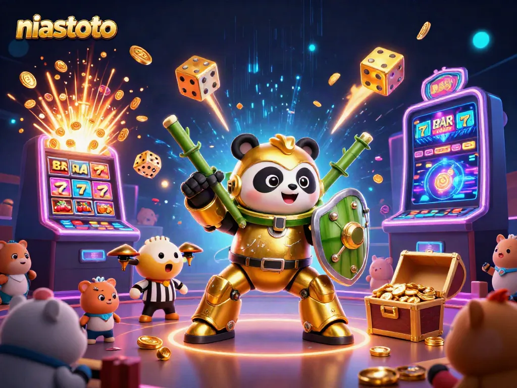 Experience the excitement of niastoto's rich gaming atmosphere with golden panda heroes and jackpot reels.