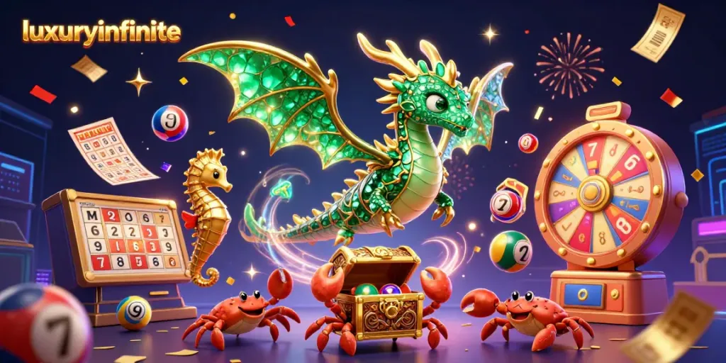 Gambarkan momen kemenangan di luxuryinfinite dengan naga laut 3D dan elemen kasino interaktif yang meriah.