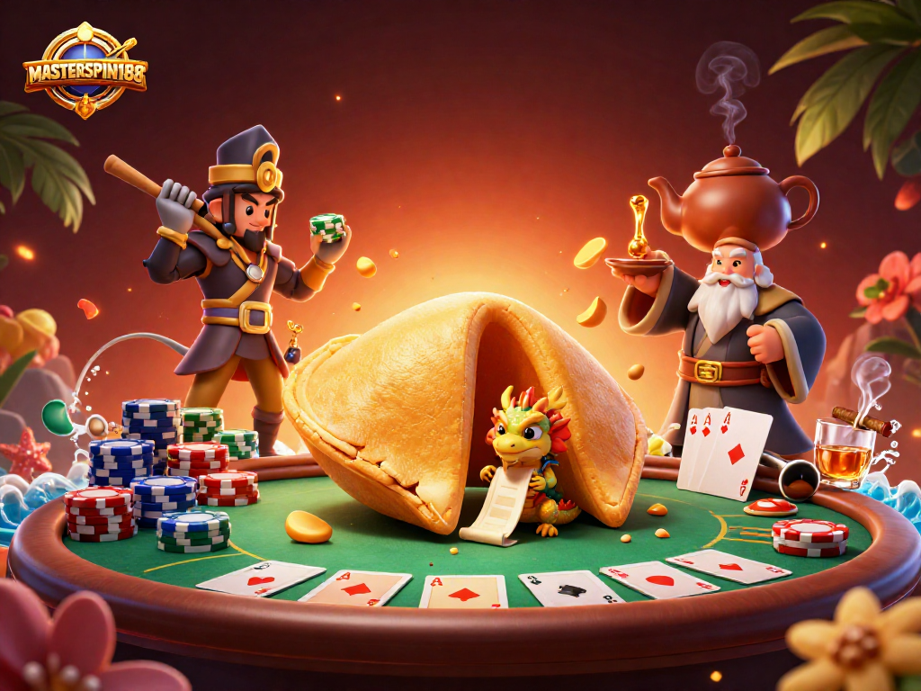 Experience thrilling poker action at MASTERSPIN188 with dynamic characters and vibrant casino scenes.